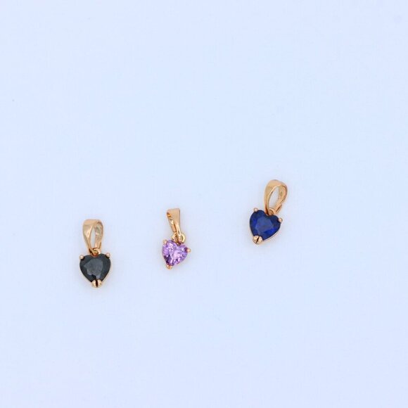 "Heart-Shaped Dark Blue Pendant with Rose Gold Finish, XPPT1321 - Picture 8 of 13